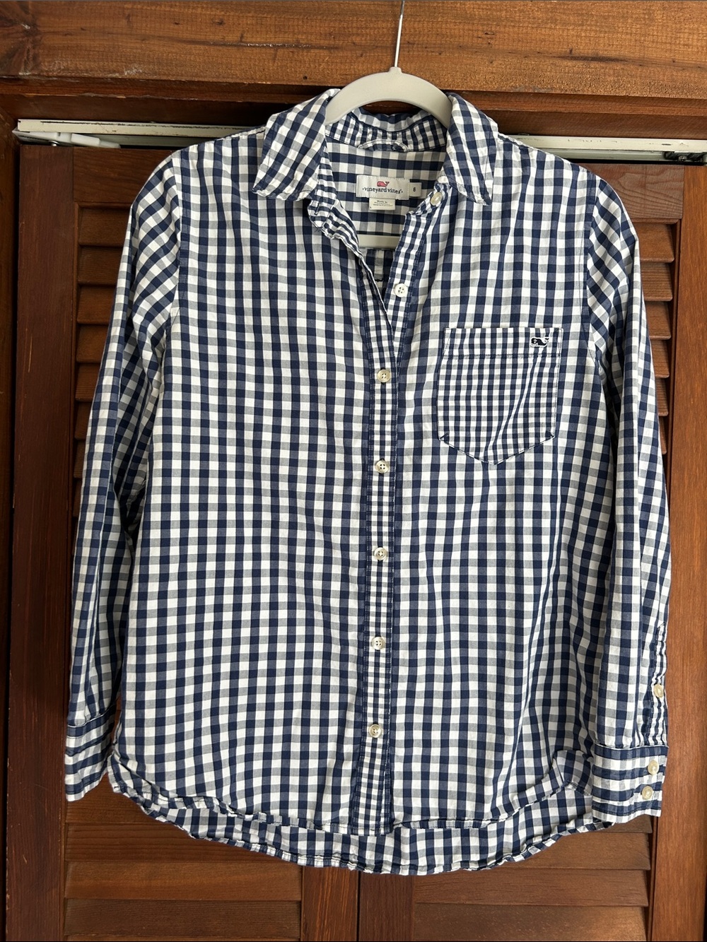 Vineyard Vines Men’s Navy and White Gingham Button-Down Shirt